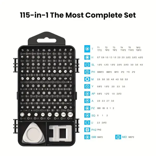 Ein Set von 115-in-1 Präzisions-Schraubendrehersätzen, mit magnetischen Reparaturwerkzeug-Sets, geeignet für Mobiltelefone, Laptops, Uhren, elektronische Produkte
