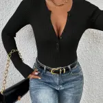 Eleganter Pullover mit V-Ausschnitt Ribbed Sweater, Viskose-Faser, Maschinenwäsche, Langarm, Slim Fit, Herbst-Winter