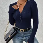 Eleganter Pullover mit V-Ausschnitt Ribbed Sweater, Viskose-Faser, Maschinenwäsche, Langarm, Slim Fit, Herbst-Winter
