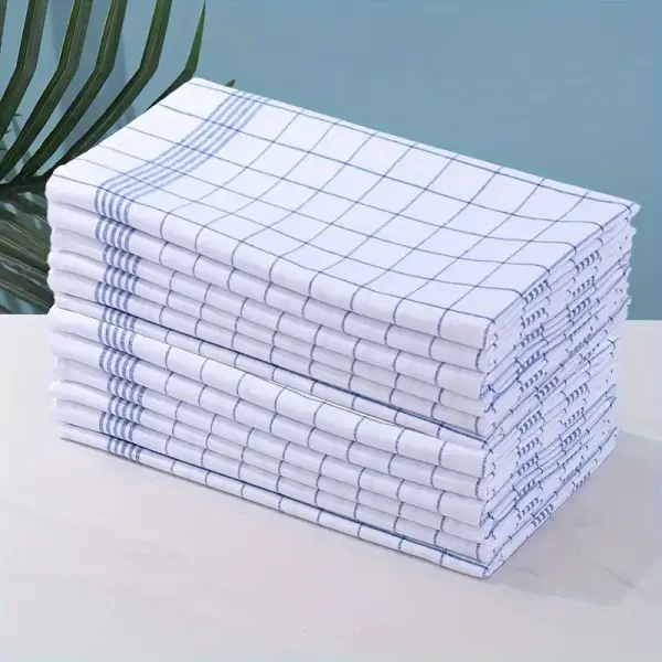 Küchentücher, Baumwollgewebe, kariertes und gestreiftes Design, blau und rot, Geschirrtücher für Küche und Esszimmer