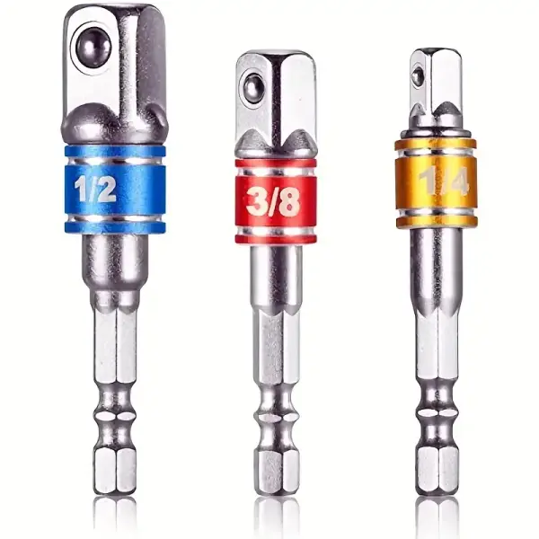 3 Stück Sechskantschaft-Bit, Quadratischer Bohrschrauber, Bit-Satz Mit Farbcodiertem Ring, Schlag-Steckschlüssel-Adapter